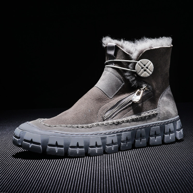 SXF ST. HEVAN WINTER SNOW BOOTS MENS THICKENED WARM FUR INTEGRATED LEATHER AND FLEECE HIGH TOP MENS SHOES
