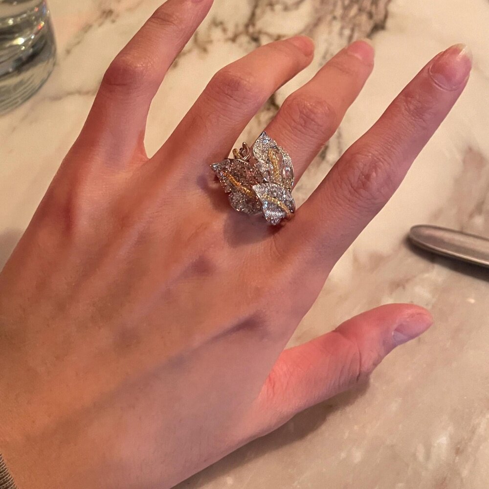 三叠叶戒指女小众设计轻奢高级感