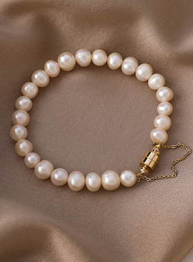 圆形磁铁淡水珍珠闺蜜手链