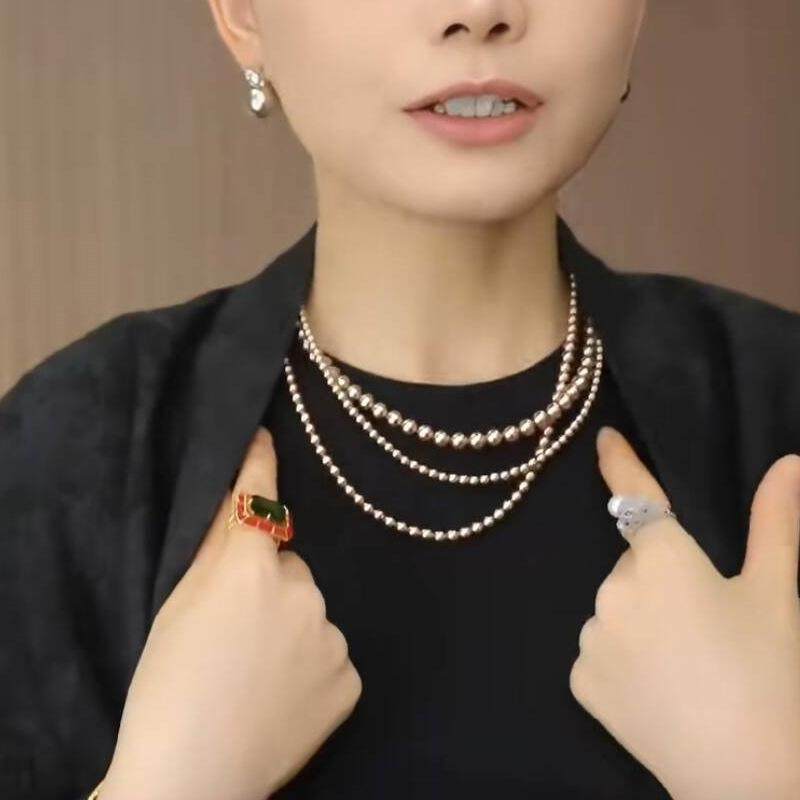 三层叠戴珍珠项链女不掉色百搭百搭串珠毛衣链高级感锁骨颈链饰品