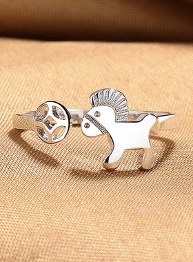 马上有钱戒指女小众设计小马饰品