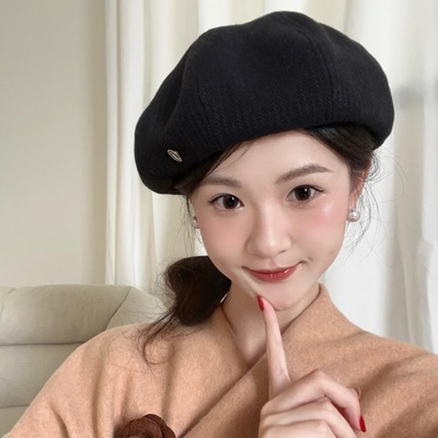 CDLM陈大刘芒【饱满头型】百搭毛呢质感秋冬贝雷帽大头围显脸小