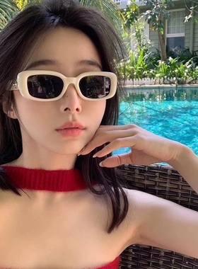 CDLM陈大刘芒 韩系白色墨镜女潮高级感ins网红嘻哈方形太阳眼镜