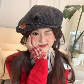 型升级 CDLM陈大刘芒 版 日系翻檐纽扣褶皱云朵帽美拉德画家帽