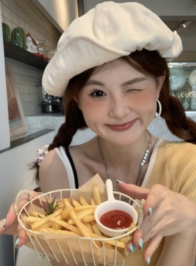 CDLM陈大刘芒 乖巧甜妹~日系甜美八角帽毛画家帽大头围云朵贝雷帽