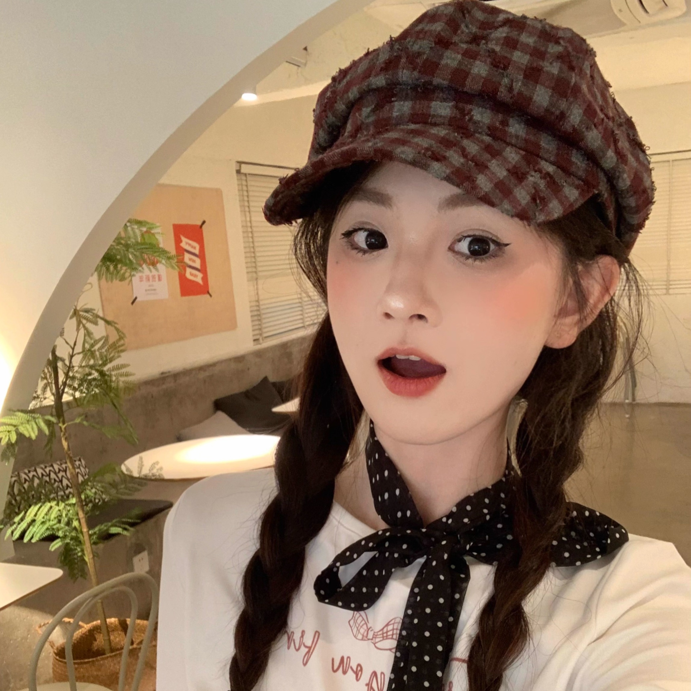 CDLM陈大刘芒 做旧百搭款！毛边格纹八角帽修饰脸型小画家帽