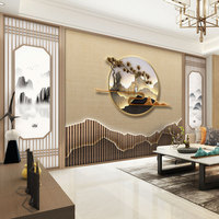 新中式竹木纤室维电视景墙集成板客厅沙发背赛丽雅护墙板茶背墙景