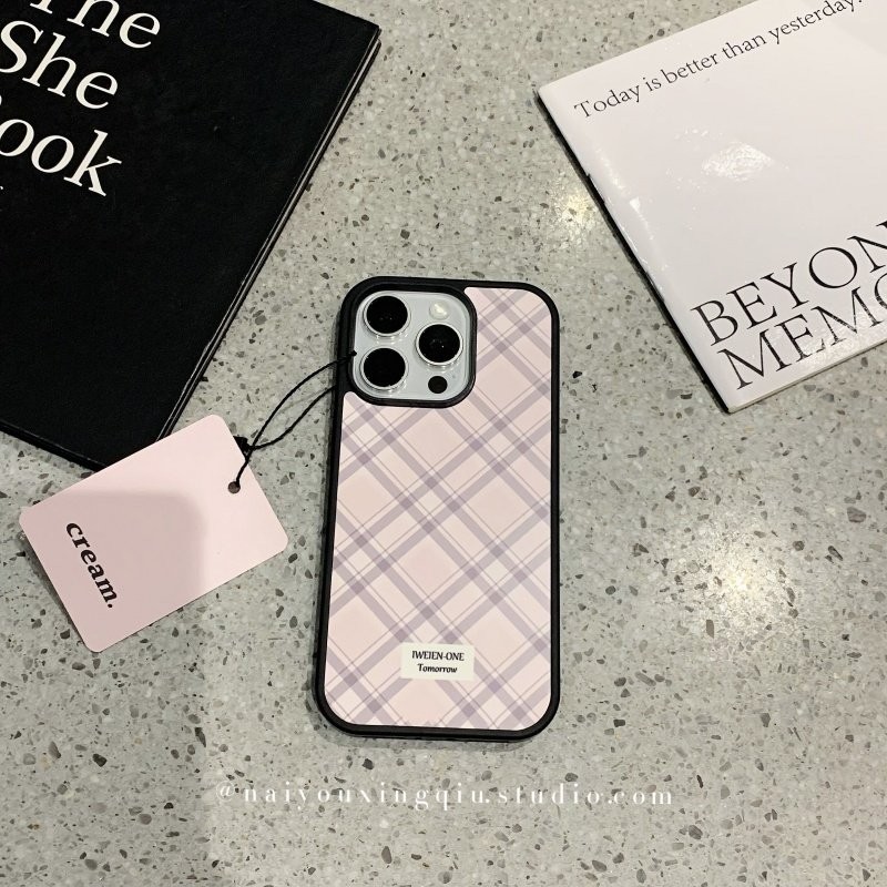 奶油星球适用iphone16promax粉色菱格手机保护壳苹 果12新款15女高级感14pro覆古13pro个性简约防摔保护套