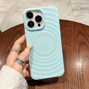 苹果手机壳Cas同款纯色波漾壳新款简约适用iPhone16ProMax/16Pro/15ProMax/14ProMax手机壳磁吸保护套软壳女
