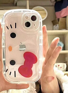 苹果手机壳卡通kitty猫适用iphone16pro手机壳苹果15promax透明防摔保护套14可爱蝴蝶结13mini新款17pro软壳