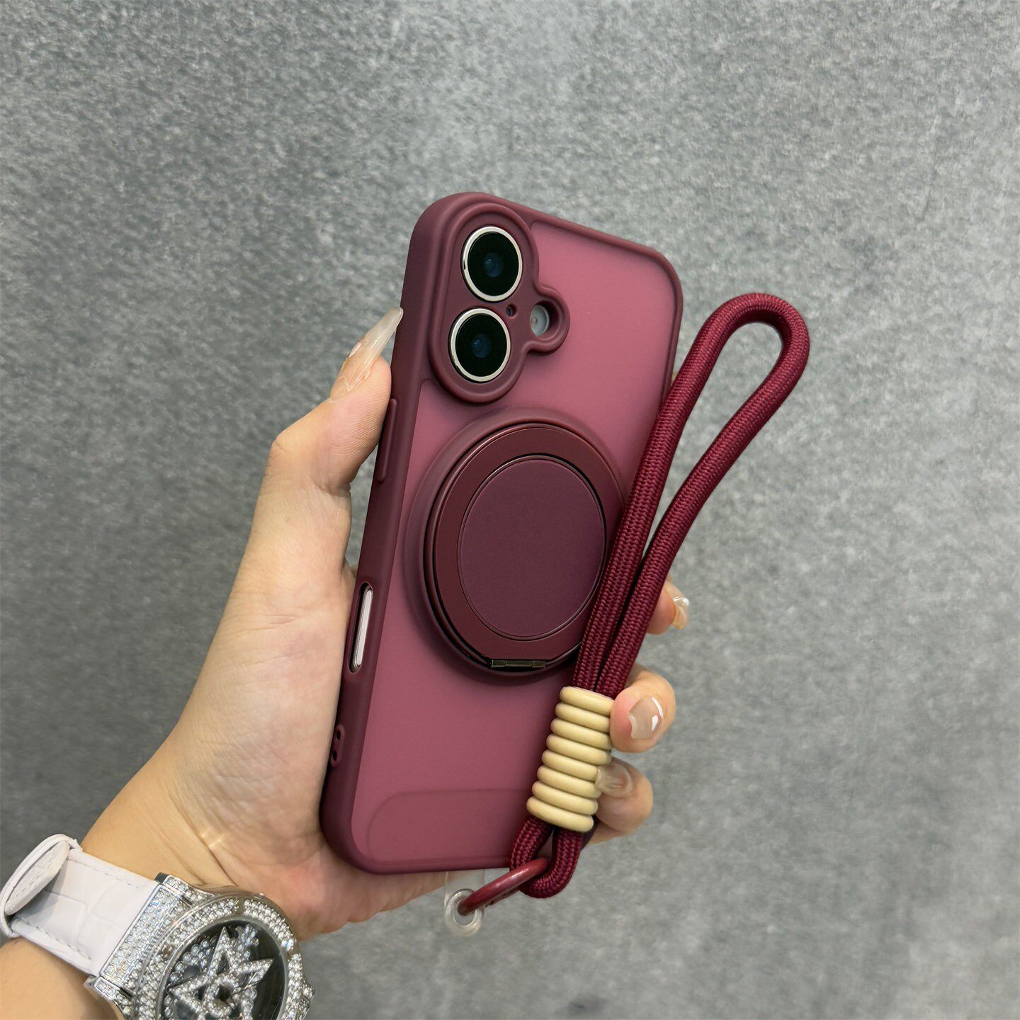 得乐适用苹 果16手机保护壳山楂红360磁吸支架iphone16promax磨砂肤感15pro防摔14保护套13简约12高级感16plu