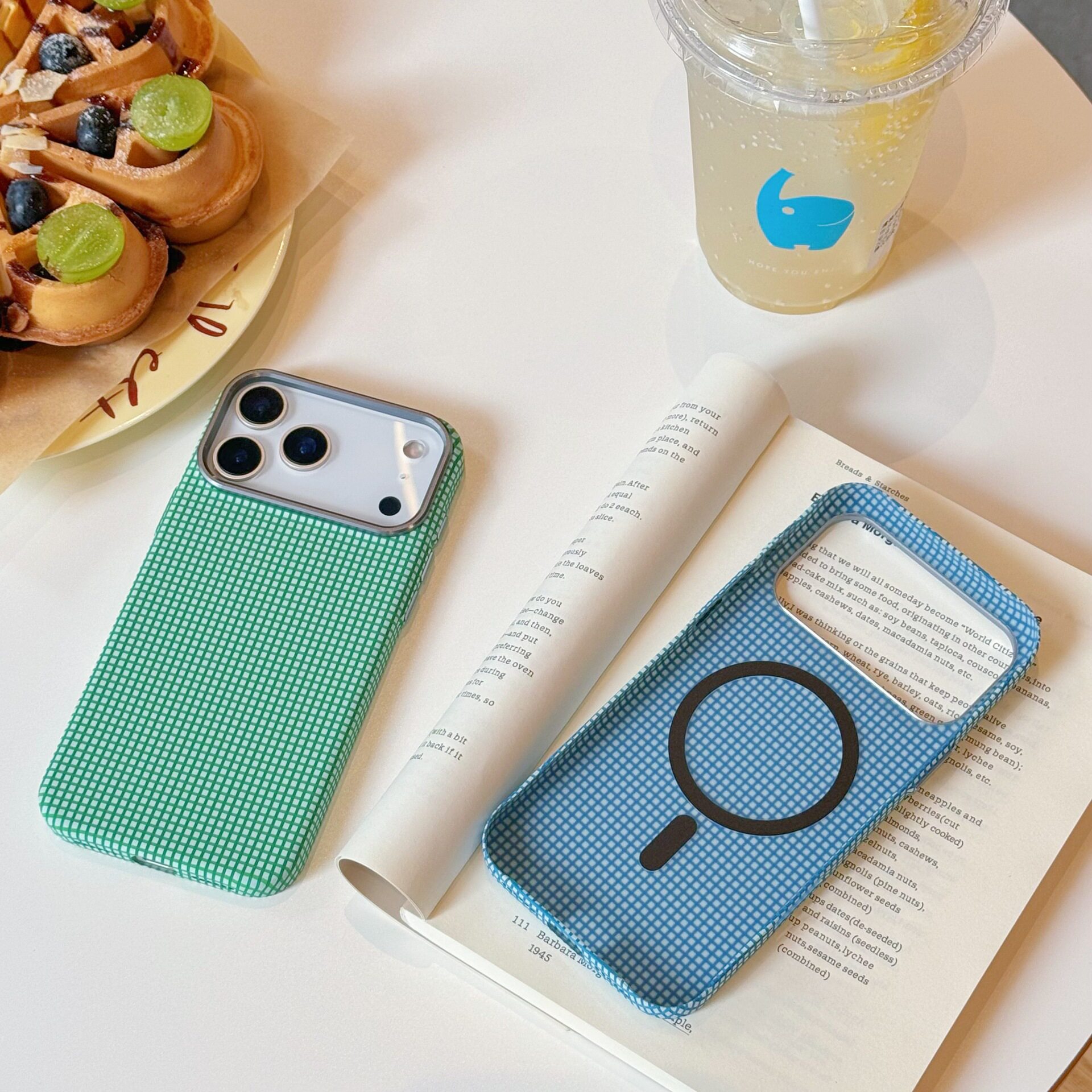 苹果手机壳新款ins风金属框镜头适用iPhone17promax防摔保护套苹果16pro磁吸格纹素皮情侣15超薄肤感韩系少女
