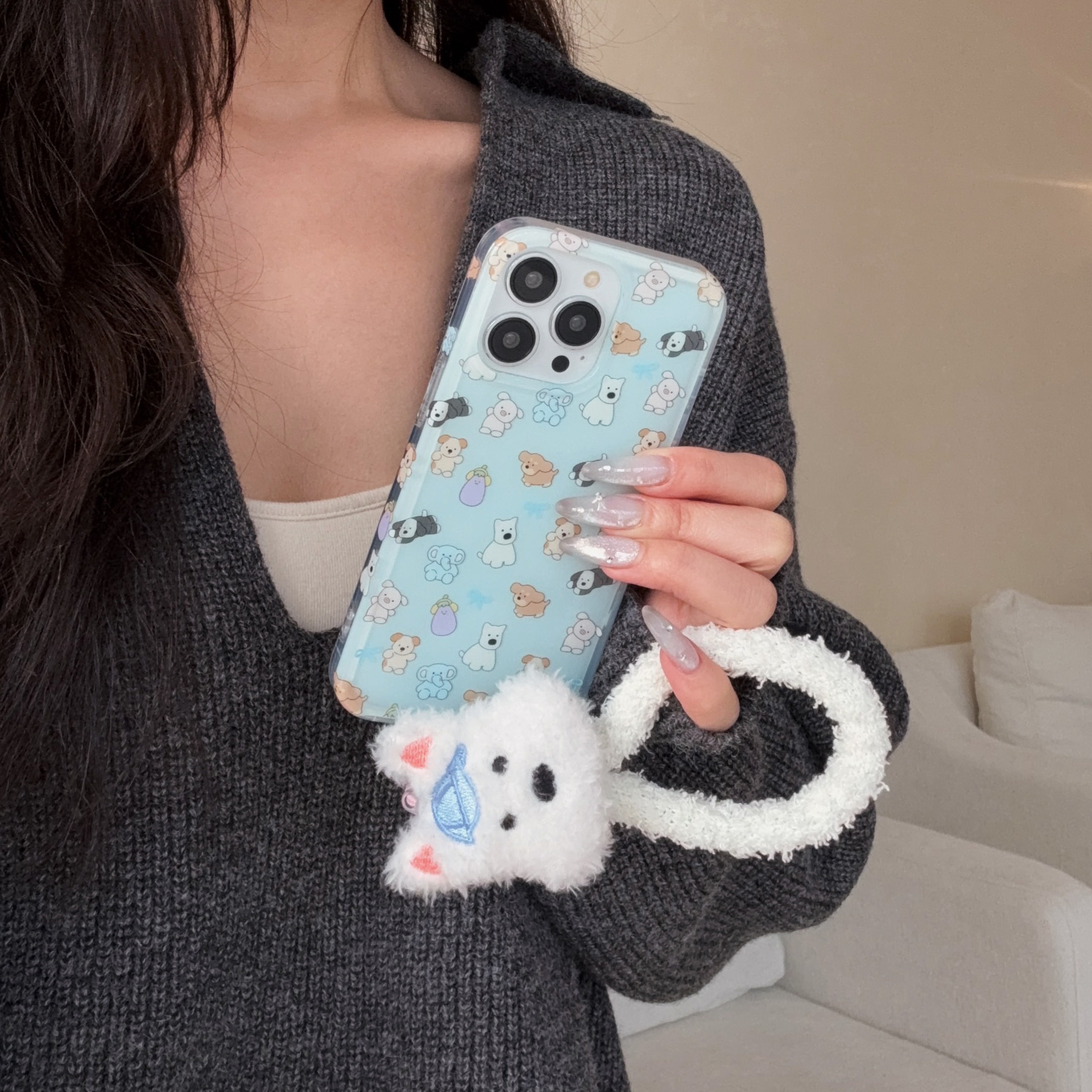 卡通可爱布偶动物带公仔适用苹果16ProMax手机壳秋冬创意iPhone13新款女款16pro小众14防摔15PRO硅胶全包软壳