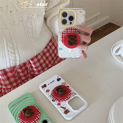 苹果手机壳Casetify同款波漾壳高版本适用iphone16Promax手机套苹果15pro可爱小熊磁吸支架手机壳14新款小众