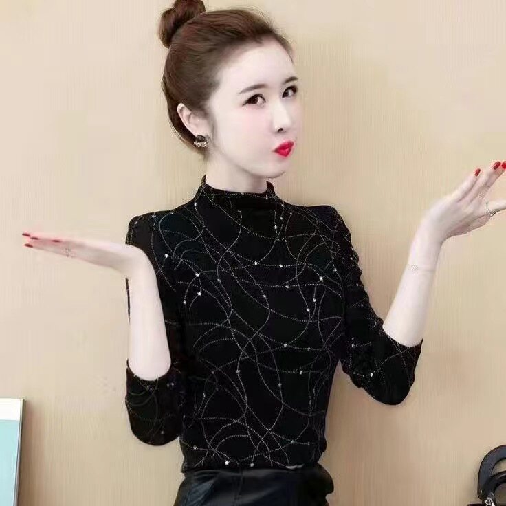 秋冬季气质双面德绒保暖内衣女加绒半高领打底衫磨毛修身内搭上衣