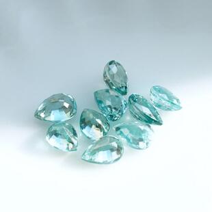 天然锆石 风信子石水滴梨形裸石宝石戒面珠宝镶嵌4*6mm 蓝色透蓝