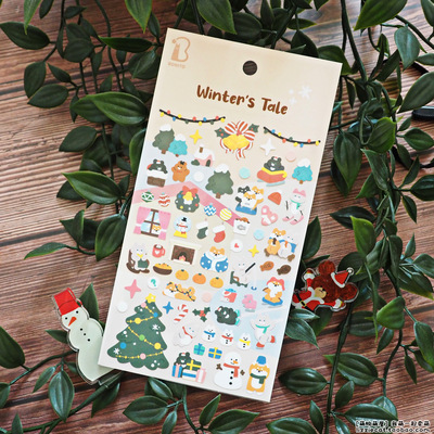 韩国圣诞冬日童话可爱手帐贴纸画