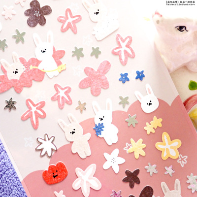 韩国Bonito花朵兔兔贴纸画