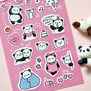BONITO 饰diy学生儿童贴纸画 可爱熊猫漫画滚滚panda生日手帐装