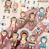 鹰羽手帐日记儿童装 韩国funny 可爱印第安人原住民民族风格 饰贴纸