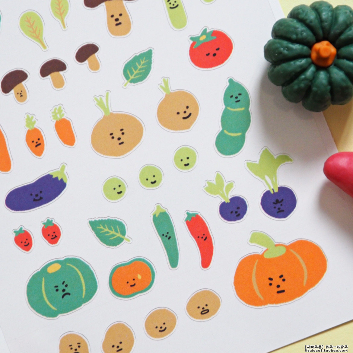韩国suatelier 南瓜番茄胡萝卜农作物防水透明手帐diy装饰贴纸画