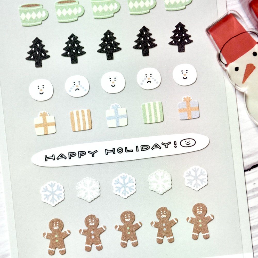 Suatelier 雪人圣诞树姜饼人雪花礼物冬季迷你手帐装饰diy贴纸画