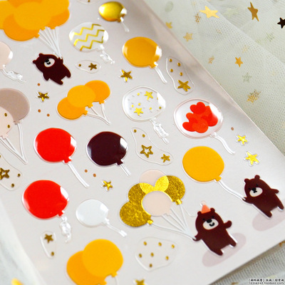 韩国可爱小熊气球滴胶贴纸
