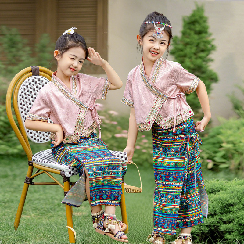 六一傣族服装儿童女泼水节云南西双版纳舞蹈服异域表演幼儿傣族舞