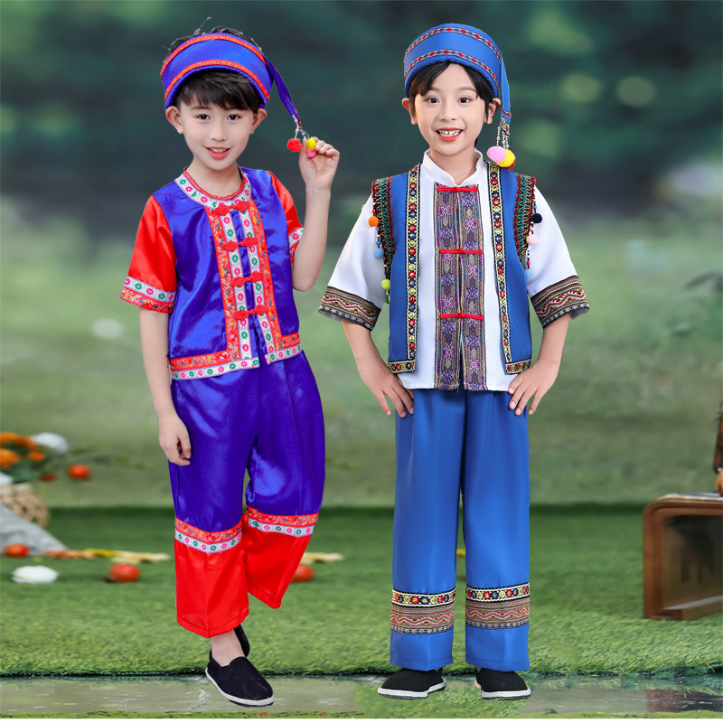傣族男童演出服月光下的凤尾竹舞蹈服六一幼儿园傣族服葫芦丝表演