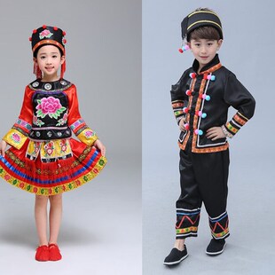新款儿童景颇族演出服云南德宏少数民族表演男女童景颇族运动会服