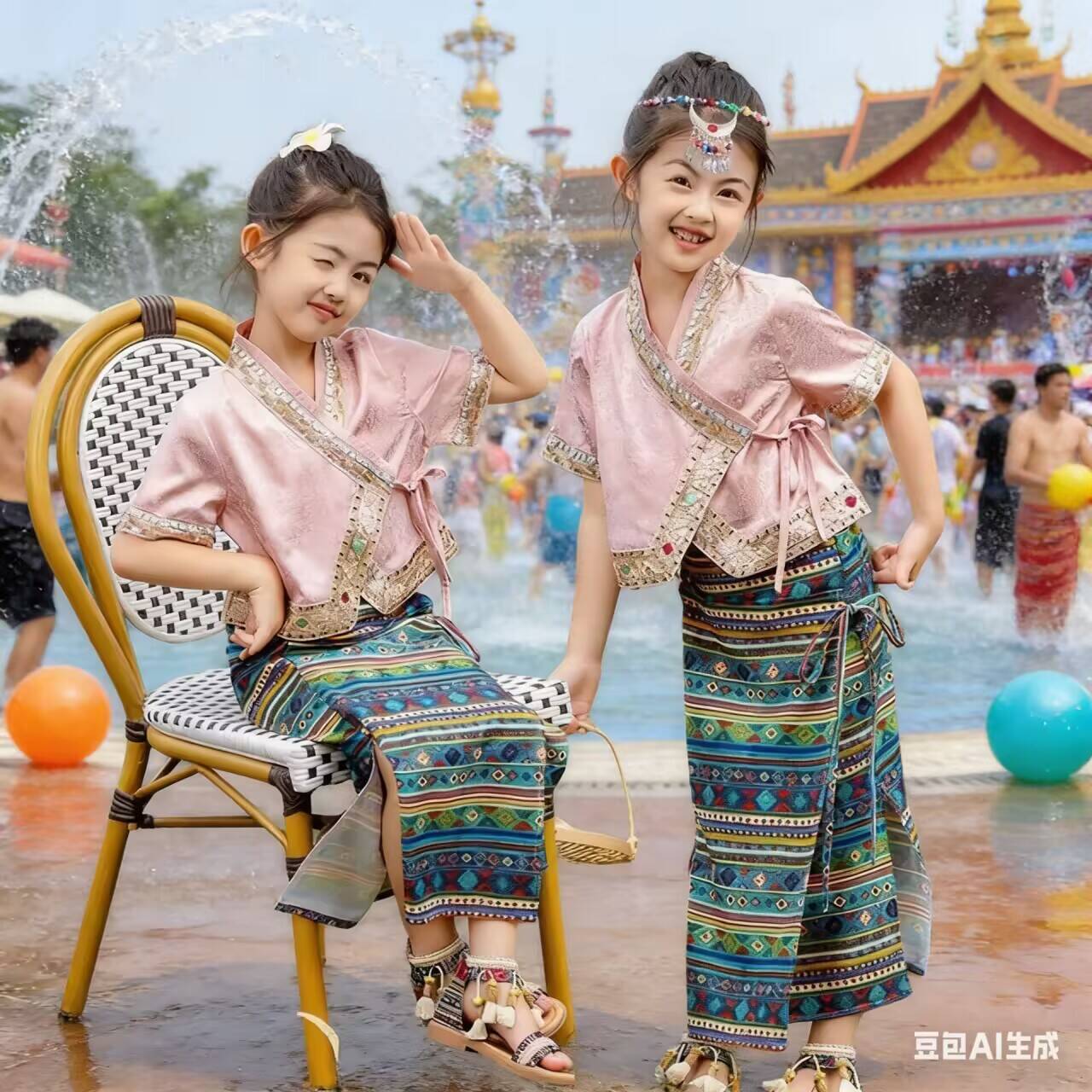 儿童傣族服装女童三月三少数民族服云南西双版纳幼儿傣族东南亚风