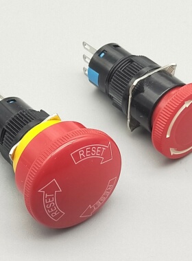 16MM蘑菇头紧急停止按钮开关AB6Y-M LA16-11ZS圆形3脚1开1闭