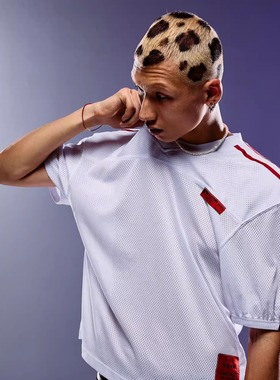 ROCKSTA “GHETTO SOLIDER”系列黑白网眼透气上衣短袖球衣T恤