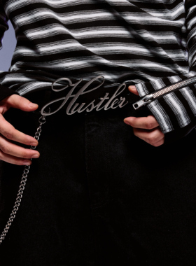 ROCKSTA “GHETTO SOLIDER”金属LOGO裤链皮带腰带