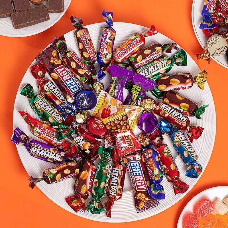 俄罗斯风味混合糖巧克力多口味夹心软糖硬糖休闲零食婚庆喜糖礼包
