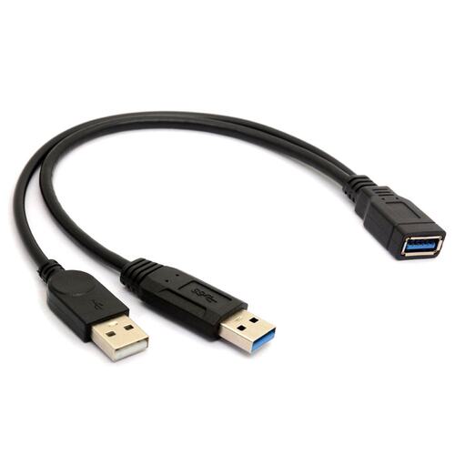 USB3.0母转2个USB公硬盘数据线