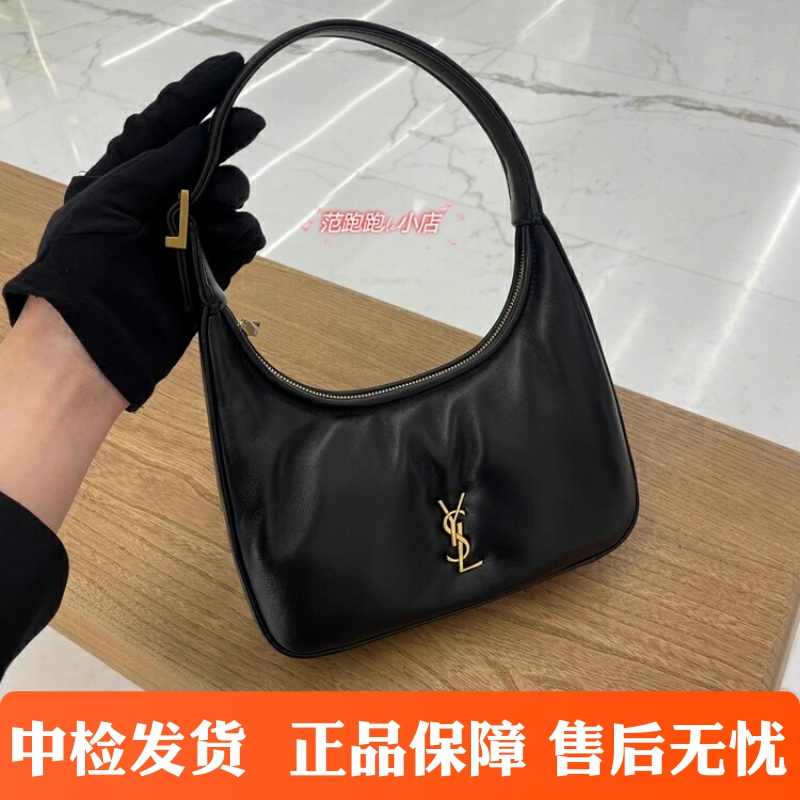 YSL/圣罗兰女包 新款Calypso黑金Hobo半月腋下包小羊皮手提单肩包