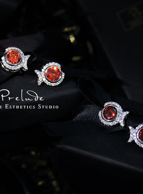 Prelude年年有鱼通勤气质轻奢大红宝石新年礼物本命年耳钉女耳夹