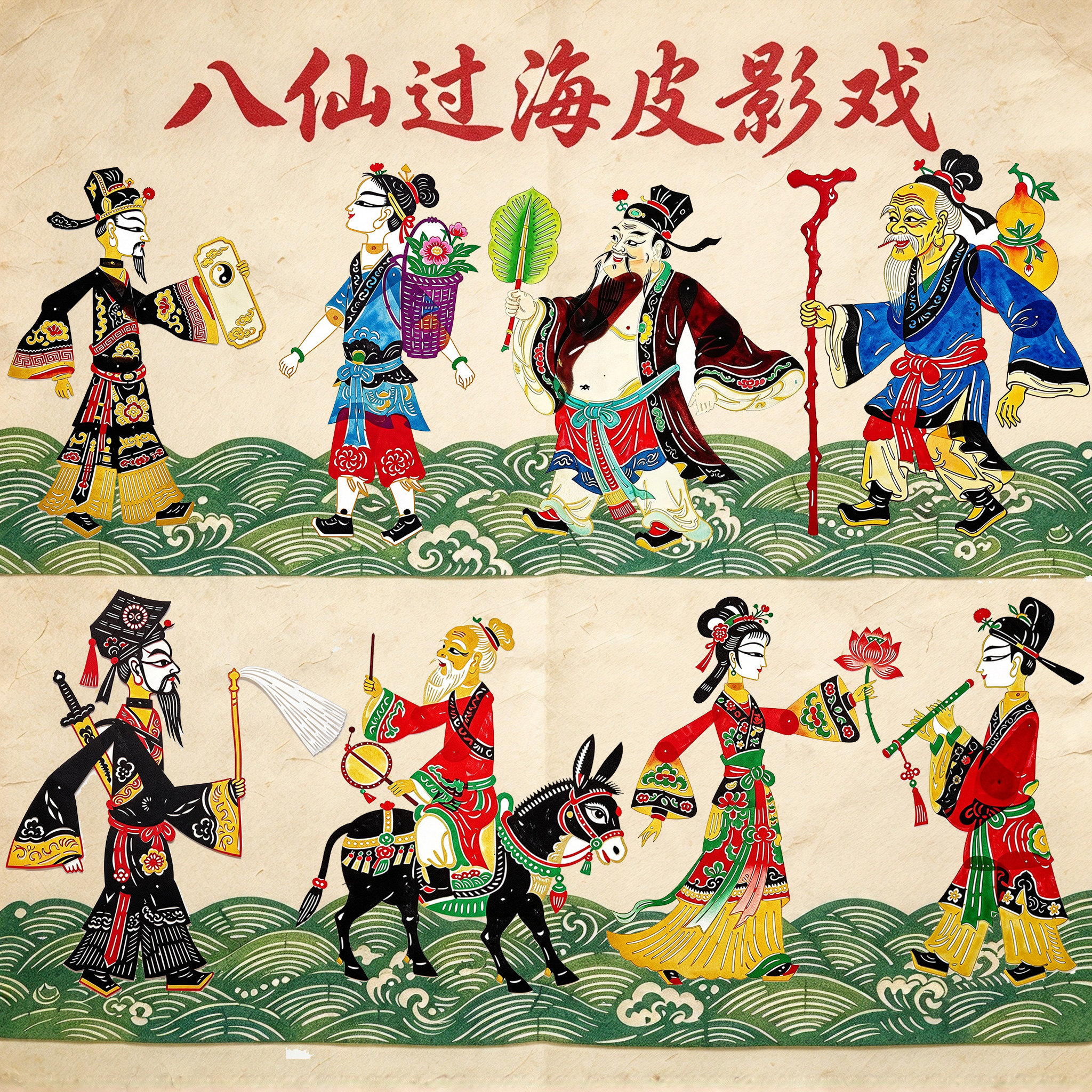 八仙过海皮影戏西游记三打白骨精武松打虎哪吒闹海皮影人物幕布架