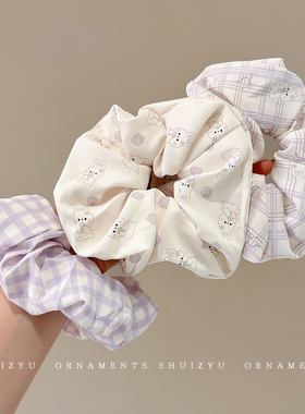 紫色格子大肠发圈女2025新款高级感扎头发绳发饰头绳皮筋头花发饰