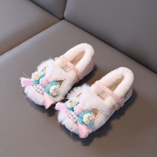 女童汉服鞋2024冬季新款儿童虎头鞋古风加绒搭配马面裙的鞋子国风