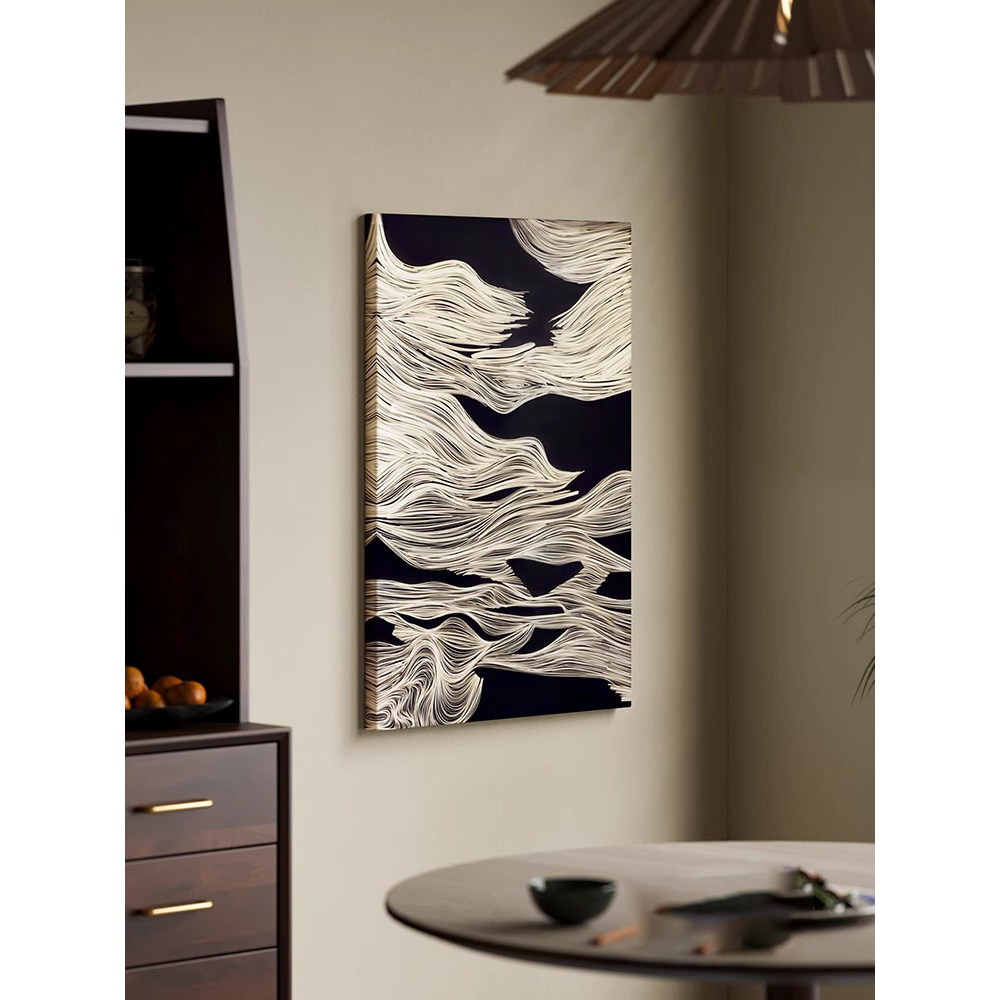 《心之所向》黑白抽象玄关装饰画轻奢高级感别墅客厅艺术酒店挂画