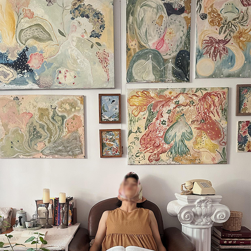 中古风客厅装饰画法式复古植物花卉卧室壁画小众艺术餐厅玄关挂画图片