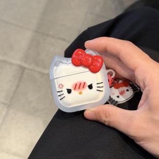 可爱生气猫咪适用苹果airpodspro3耳机壳airpods4降噪耳机套airpodspro2保护套airpods1/2代三代硅胶透明壳