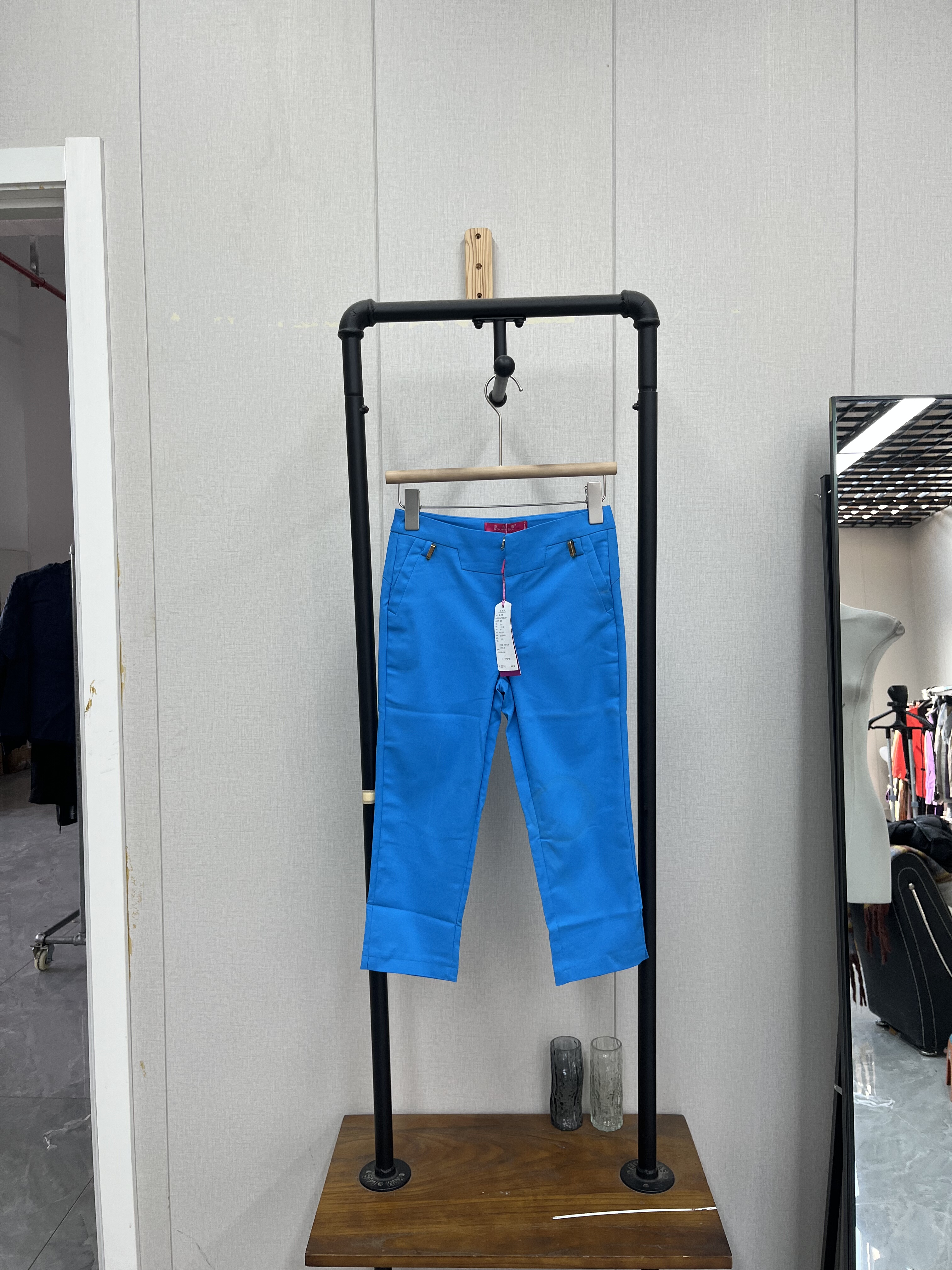 高品质高腰显瘦修身小脚裤夏季薄款七分休闲蓝色