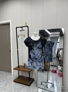 宽松舒适夏季 潮酷百搭短袖 圆领复古时尚 中长款 T恤衫