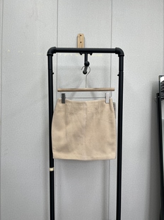 甜美高腰米色A字半身裙女装 秋冬 短裙显瘦百搭时尚