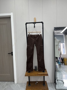 直筒潮流显瘦款 裤 高腰百搭工装 高级深棕色休闲裤