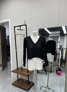 黑色针织开衫小短款长袖百搭甜美显瘦气质修身辣妹