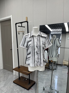 夏季条纹亲肤舒适短袖衬衫百搭通勤女款修身复古